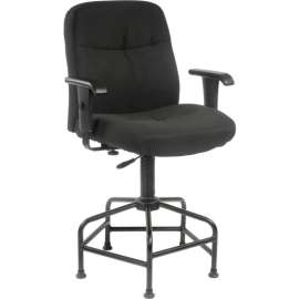 Interion Big & Tall Stool with Adjustable Arms, Fabric, Black