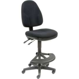 Interion Synchro Work Stool - Fabric - 180° Footrest - Black