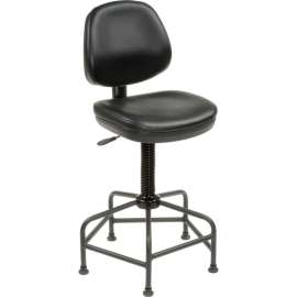 Interion Vinyl Armless Spider Base Shop Stool, Black