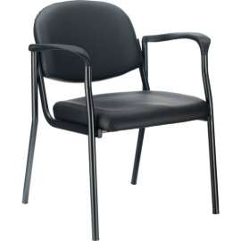 Interion Antimicrobial Synthetic Leather Guest Chair With Arms, Black