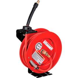 Global Industrial Spring Retractable Steel Hose Reel w/ 3/8" x 25'L Hose, 300 PSI