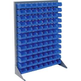Global Industrial Singled Sided Louvered Bin Rack 35 x 15 x 50 - 96 Blue Premium Stacking Bins