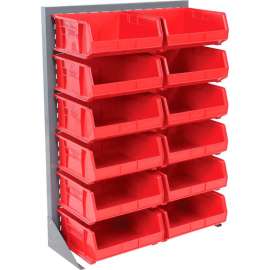 Global Industrial Singled Sided Louvered Bin Rack 35 x 15 x 50 - 12 Red Premium Stacking Bins