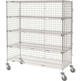 Nexel Enclosed Wire Exchange Truck w/5 Shelves, 800 lb. Capacity, 48"L x 18"W x 69"H