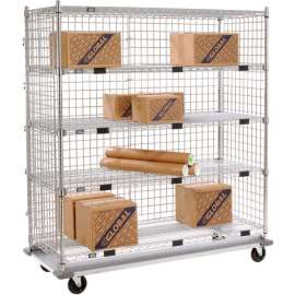 Nexel Enclosed Wire Exchange Truck w/5 Shelves, 1000 lb. Capacity, 48"L x 18"W x 69"H