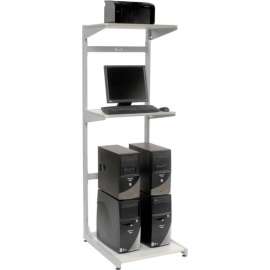 24" Computer Server Station, 24"W x 30"D x 74"H, Gray, Unassembled