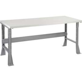 Global Industrial Flared Leg Workbench w/ Laminate Square Edge Top, 72"W x 30"D, Gray