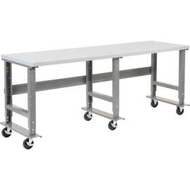 Global Industrial 96x30 Mobile Adj. Height C-Channel Leg Workbench - Laminate Square Edge