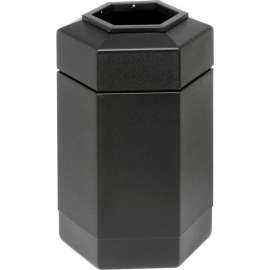 PolyTec Open Top Hex Waste Container, Black, 30-Gallon