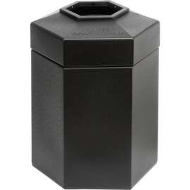 PolyTec Open Top Hex Waste Container, Black, 45-Gallon