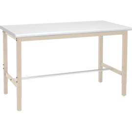 Global Industrial 72x36 Adjustable Height Workbench Square Tube Leg - Laminate Safety Edge Tan