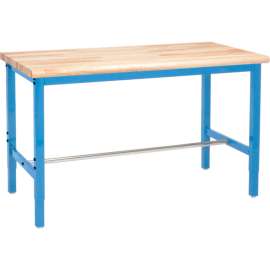 Global Industrial 48 x 36 Adjustable Height Workbench Square Tube Leg - Maple Safety Edge Blue