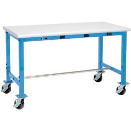 Global Industrial Mobile Packing Workbench W/Power Apron, Laminate Safety Edge, 60"W x 30"D