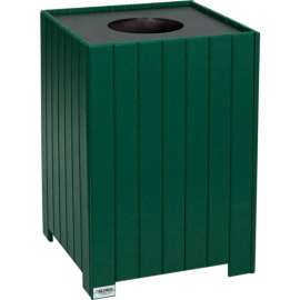 Global Industrial Recycled Plastic Square Trash Can With Liner, 32 Gallon, Green