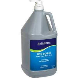 Global Industrial Red Scrub Heavy Duty Hand Cleaner, Cherry Scent, Gallon Pump Bottle - 4/Case