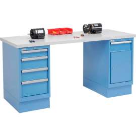 Global Industrial 60 x 30 Plastic Square Edge 4 Drawer & Cabinet Workbench