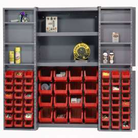 Bin Cabinet Deep Door 64 RD Bin, Shelves, 16 Ga Unassembled Cabinet 38x24x72
