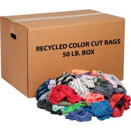 Global Industrial Recycled Mixed Color Cut Rags, 50 Lb. Box