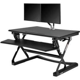 Interion Ergonomic Sit-Stand Desk Converter & Dual Monitor Mount Kit - Full Width Keyboard