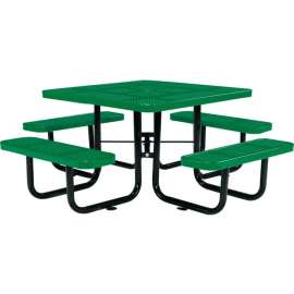 Global Industrial 46" Square Picnic Table, Perforated Metal, Green