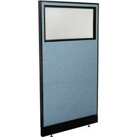 Interion Office Partition Panel with Partial Window & Raceway, 36-1/4"W x 64"H, Blue