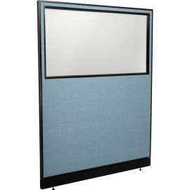 Interion Office Partition Panel with Partial Window & Raceway, 60-1/4"W x 76"H, Blue