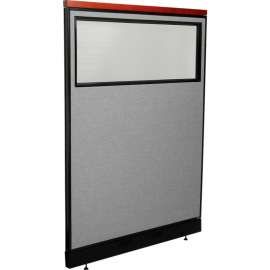 Interion Deluxe Office Partition Panel w/Partial Window & Raceway 48-1/4"W x 65-1/2"H Gray