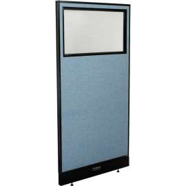Interion Electric Office Partition Panel with Partial Window, 36-1/4"W x 76"H, Blue