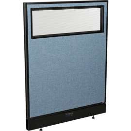 Interion Electric Office Partition Panel with Partial Window, 36-1/4"W x 46"H, Blue