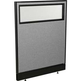 Interion Office Partition Panel with Partial Window & Raceway, 36-1/4"W x 46"H, Gray