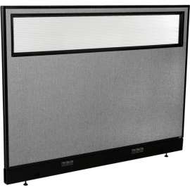 Interion Electric Office Partition Panel with Partial Window, 60-1/4"W x 46"H, Gray