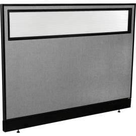 Interion Office Partition Panel with Partial Window & Pass-Thru Cable, 60-1/4"W x 46"H, Gray