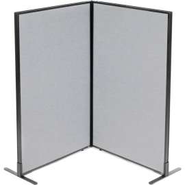 Interion Freestanding 2-Panel Corner Room Divider, 36-1/4"W x 60"H Panels, Gray