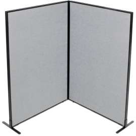 Interion Freestanding 2-Panel Corner Room Divider, 48-1/4"W x 72"H Panels, Gray
