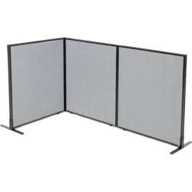 Interion Freestanding 3-Panel Corner Room Divider, 36-1/4"W x 42"H Panels, Gray