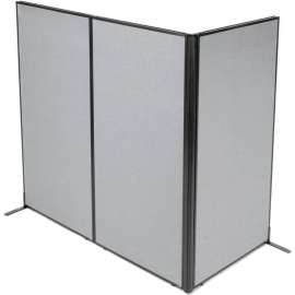 Interion Freestanding 3-Panel Corner Room Divider, 36-1/4"W x 72"H Panels, Gray
