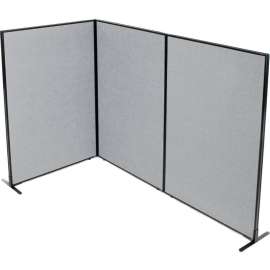 Interion Freestanding 3-Panel Corner Room Divider, 48-1/4"W x 72"H Panels, Gray