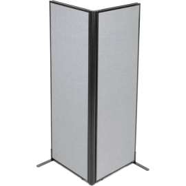 Interion Freestanding 2-Panel Corner Room Divider, 24-1/4"W x 72"H Panels, Gray