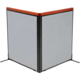 Interion Deluxe Freestanding 2-Panel Corner Room Divider, 36-1/4"W x 43-1/2"H Panels, Gray