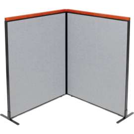 Interion Deluxe Freestanding 2-Panel Corner Room Divider, 48-1/4"W x 61-1/2"H Panels, Gray