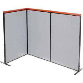 Interion Deluxe Freestanding 3-Panel Corner Room Divider, 36-1/4"W x 61-1/2"H Panels, Gray