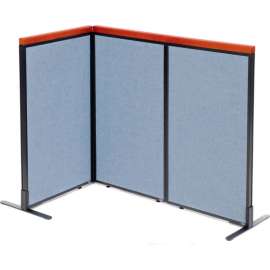 Interion Deluxe Freestanding 3-Panel Corner Room Divider, 24-1/4"W x 43-1/2"H Panels, Blue