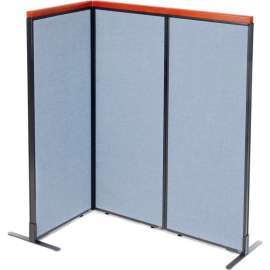 Interion Deluxe Freestanding 3-Panel Corner Room Divider, 24-1/4"W x 61-1/2"H Panels, Blue