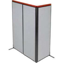 Interion Deluxe Freestanding 3-Panel Corner Room Divider, 24-1/4"W x 73-1/2"H Panels, Gray