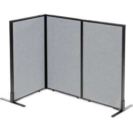 Interion Freestanding 3-Panel Corner Room Divider, 24-1/4"W x 42"H Panels, Gray