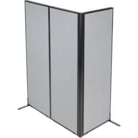 Interion Freestanding 3-Panel Corner Room Divider, 24-1/4"W x 72"H Panels, Gray