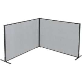 Interion Freestanding 2-Panel Corner Room Divider, 60-1/4"W x 42"H Panels, Gray