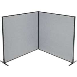 Interion Freestanding 2-Panel Corner Room Divider, 60-1/4"W x 60"H Panels, Gray