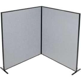 Interion Freestanding 2-Panel Corner Room Divider, 60-1/4"W x 72"H Panels, Gray