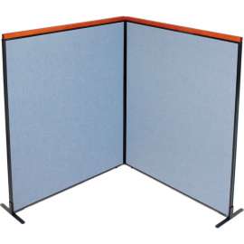 Interion Deluxe Freestanding 2-Panel Corner Room Divider, 60-1/4"W x 73-1/2"H, Blue